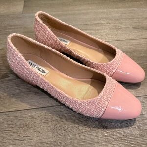 Steve Madden Blair Tweed Cap Toe Pink Ballet Flat Size 9
